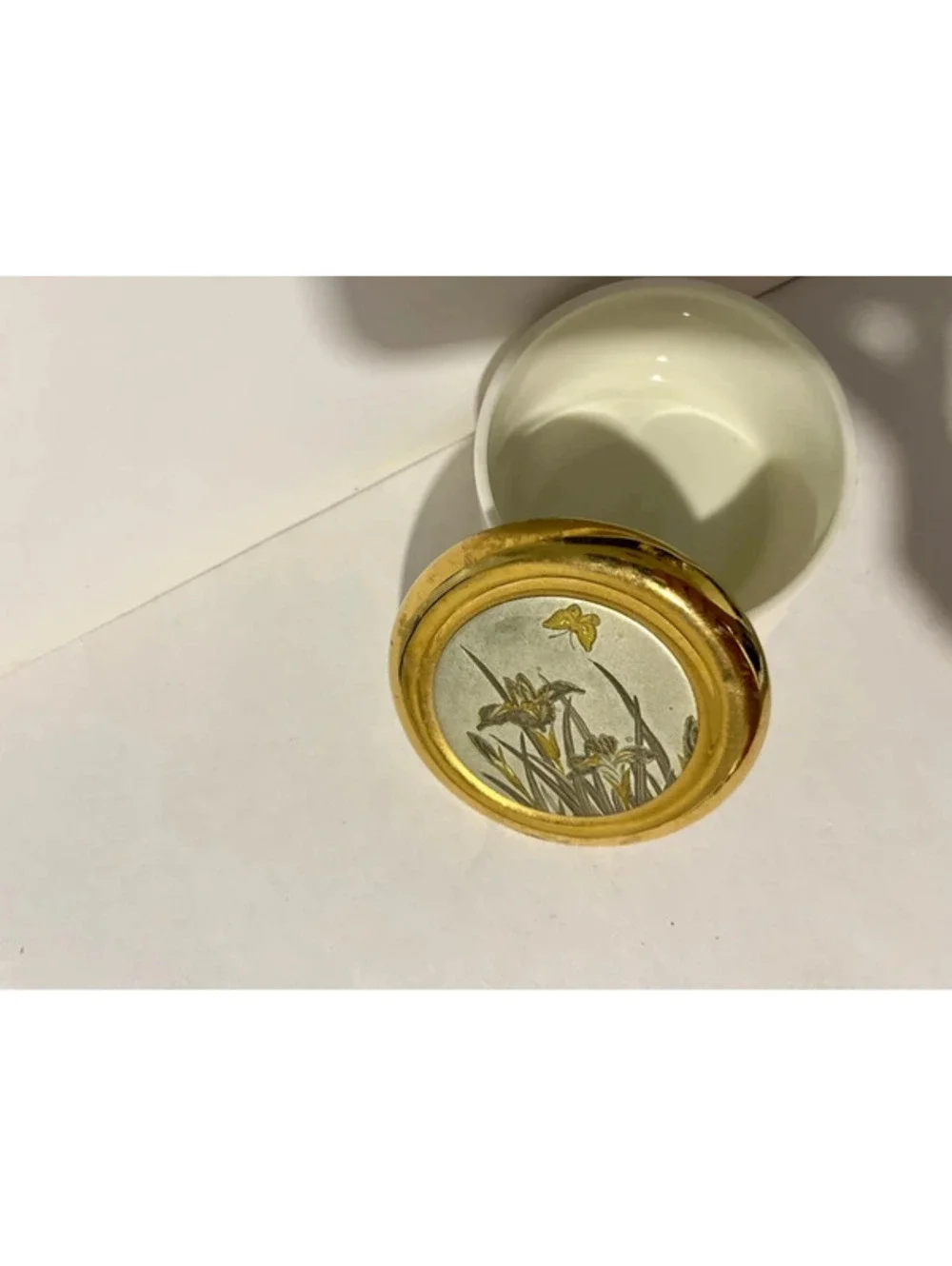 The Art Of Chokin Decorative Trinket Box Gold Edge Butterfly & Flowers Jewelry